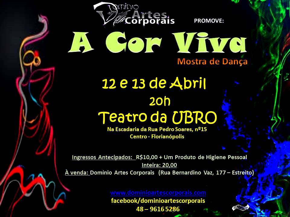 Domínio Artes Corporais apresenta mostra de dança-teatro "A COR VIVA"