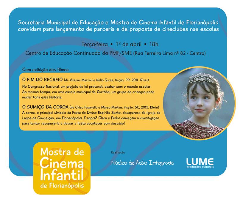 Lançamento do Cineclube Escola & Cineclube CEC & exibição de curtas