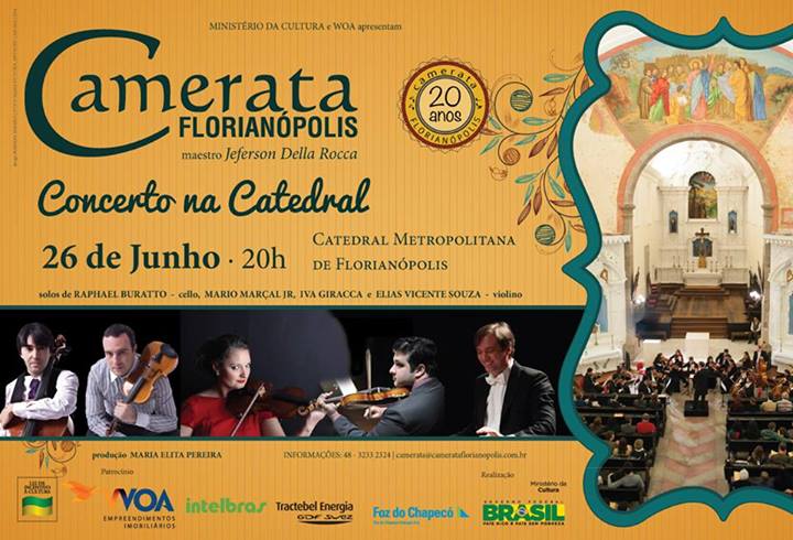 Camerata Florianópolis apresenta Concerto gratuito na Catedral
