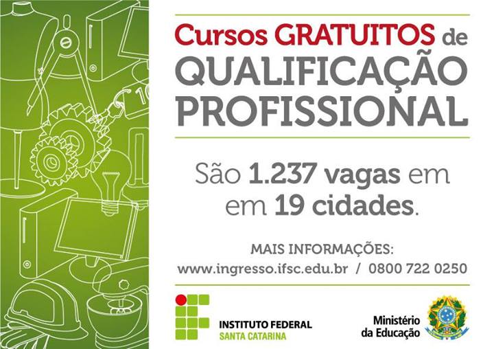 IFSC abre 1.237 vagas em cursos gratuitos de qualificação profissional