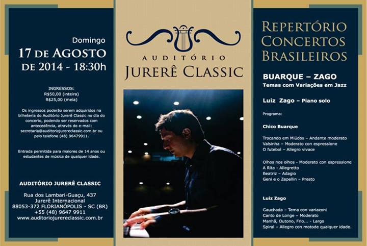 Repertório Concertos Brasileiros, solo de piano de Luiz Gustavo Zago