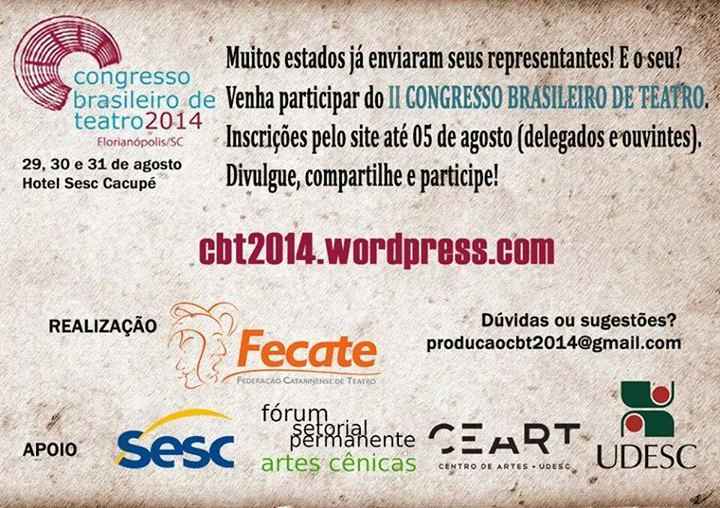 II Congresso Brasileiro de Teatro tem inscrições abertas
