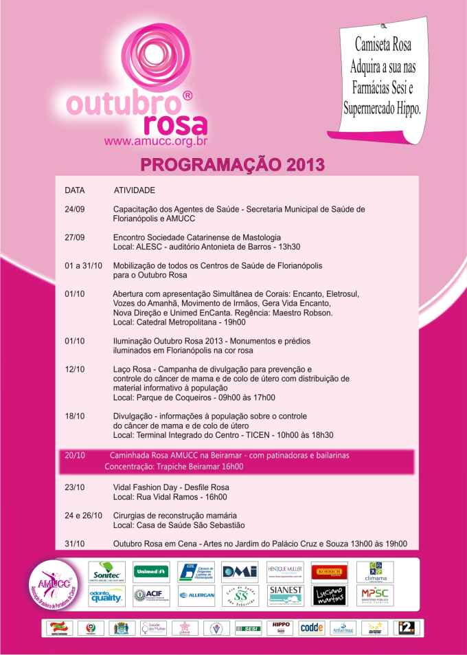 Outubro Rosa 2013 - Programação