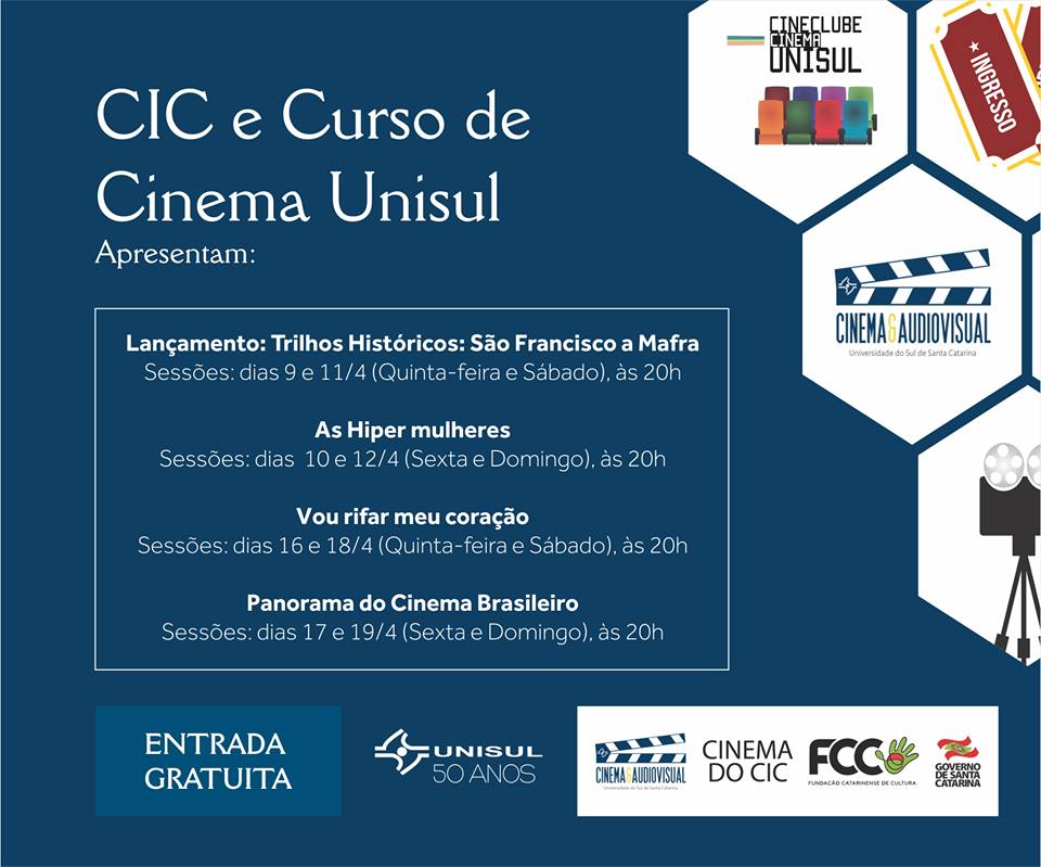 Cinema do CIC - Programação do mês de abril