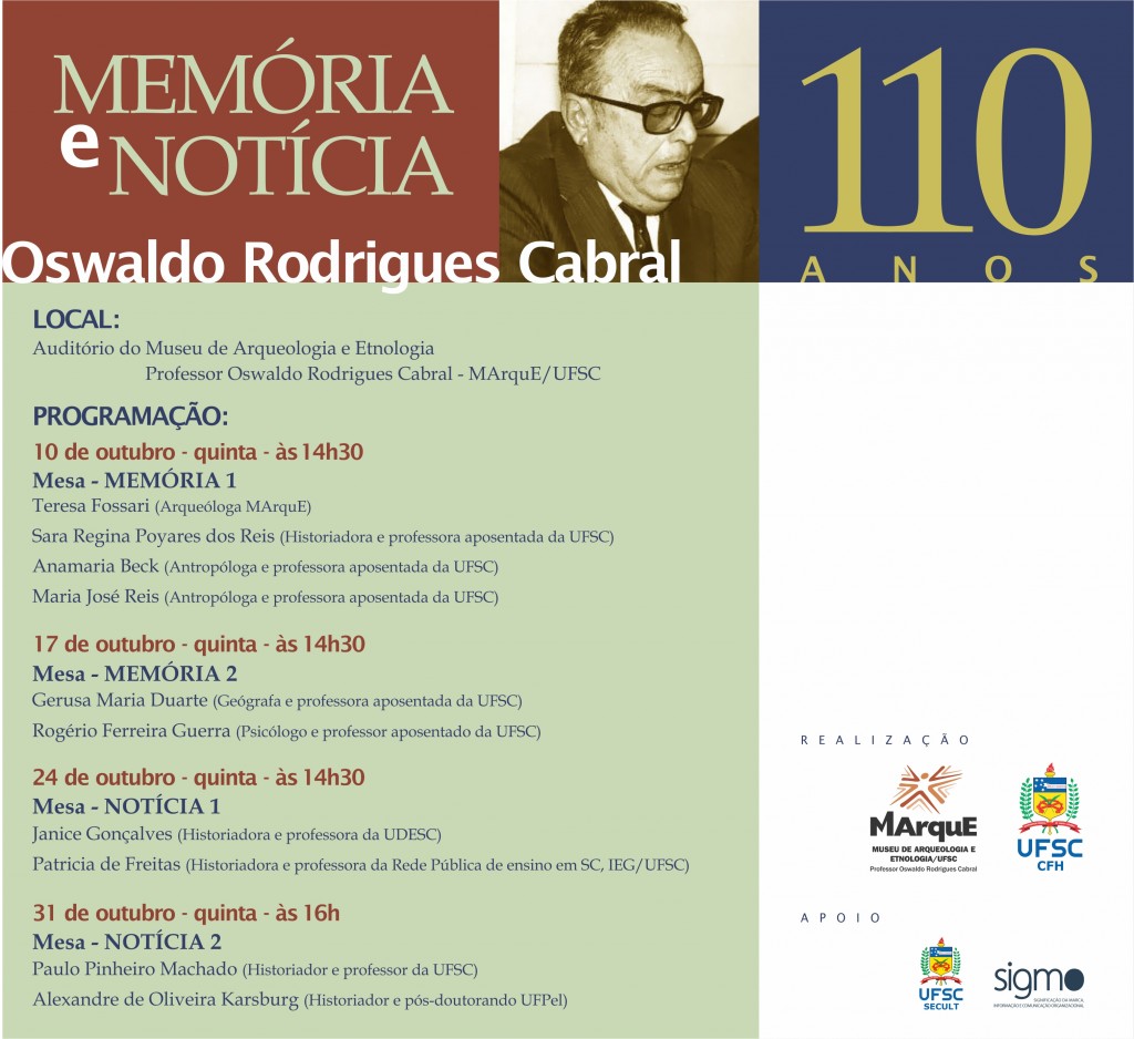 Evento "Oswaldo Rodrigues Cabral: Memória e Notícia – 110 anos"