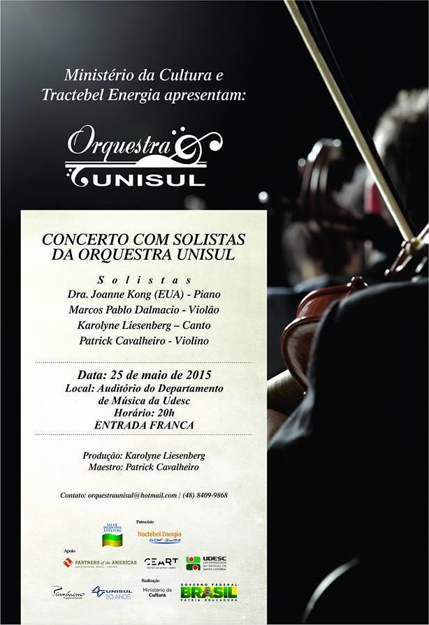 Concerto gratuito "Solistas da Orquestra Unisul"