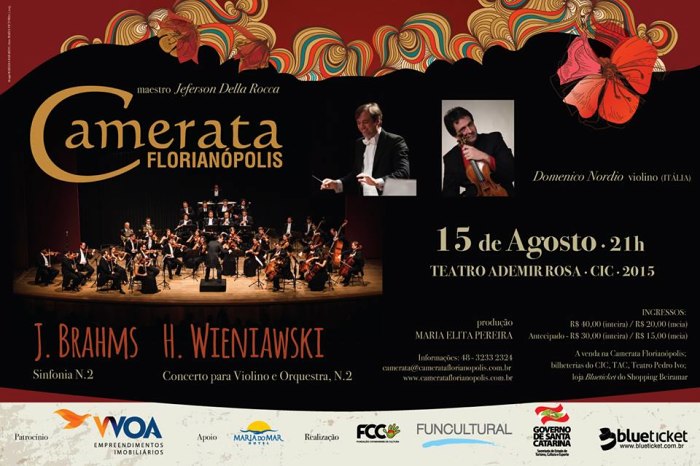Camerata Florianópolis e violinista Domenico Nordio interpretam Wieniawski e Brahms