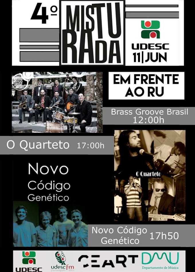Shows gratuitos dos grupos Brass Groove Brasil, Novo Código Genético e O Quarteto