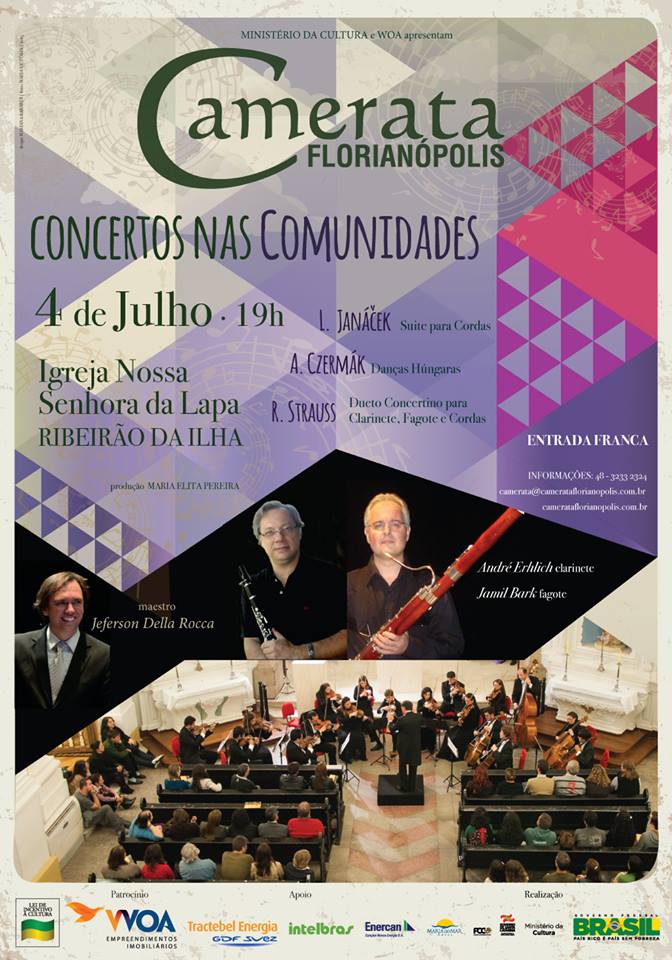Concerto gratuito da Camerata Florianópolis com André Ehrlich e Jamil Bark