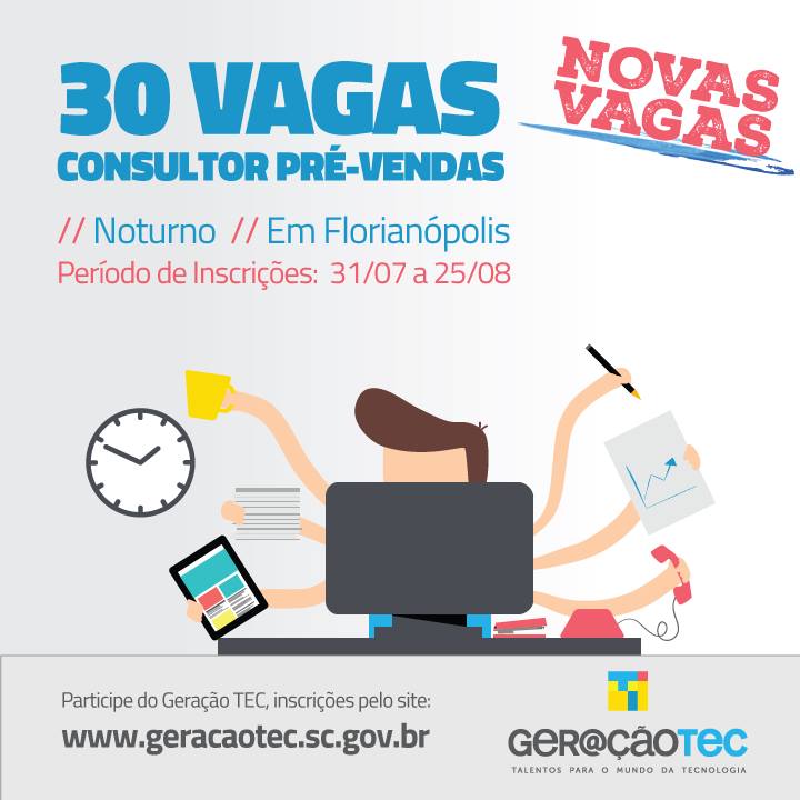 Geração TEC abre vagas para curso gratuito de Consultor Pré-Vendas