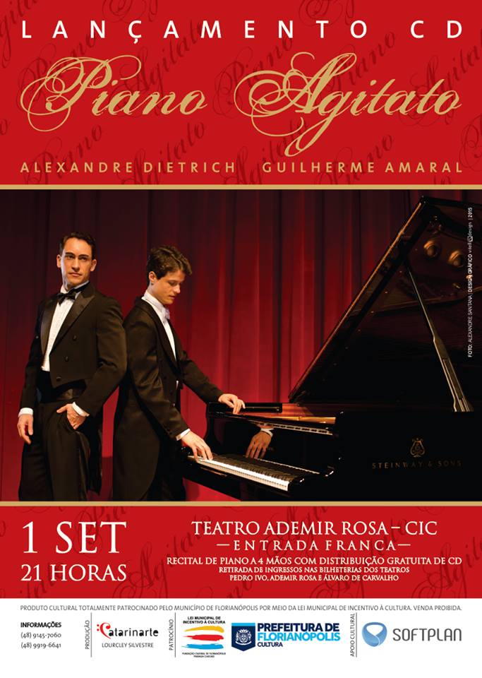 Recital gratuito de piano a quatro mãos - Lançamento do CD “Piano Agitato”