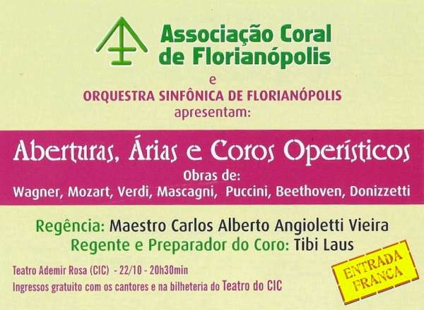 "Aberturas, Árias e Coros Operísticos" de Associação Coral de Florianópolis
