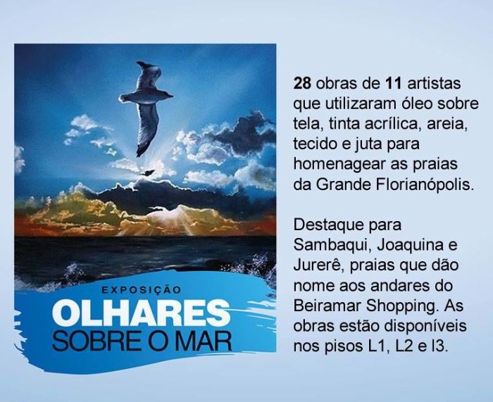 Exposição "Olhares sobre o mar" com pinturas de praias de Florianópolis