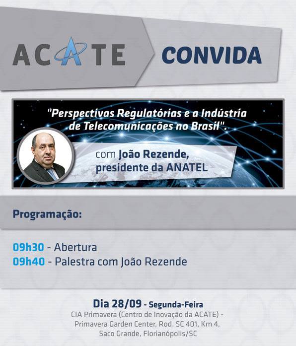 Palestra gratuita com João Rezende, presidente da Anatel