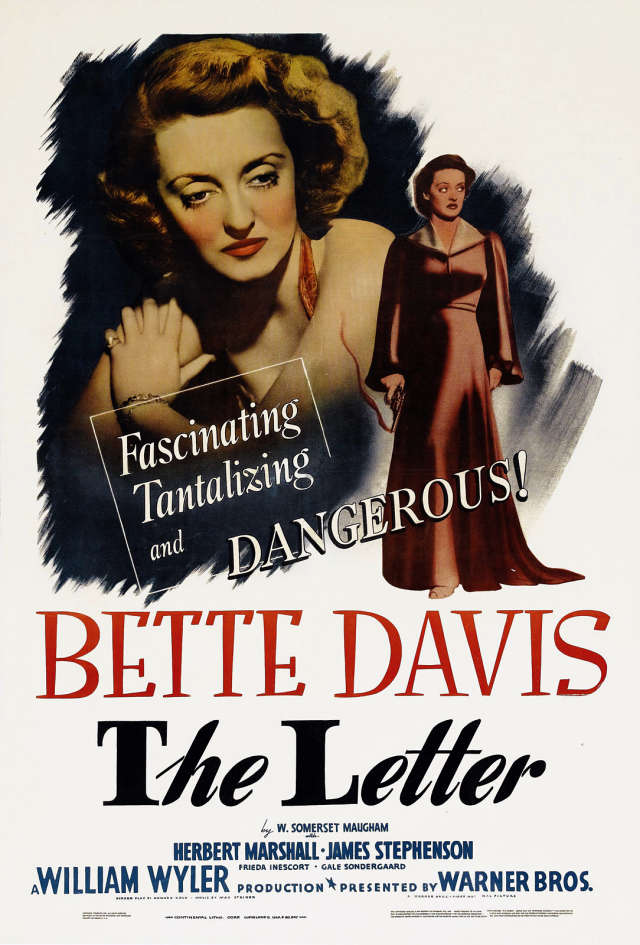 Ícone do cinema Bette Davis no filme "A carta" (The Letter) de William Wyler