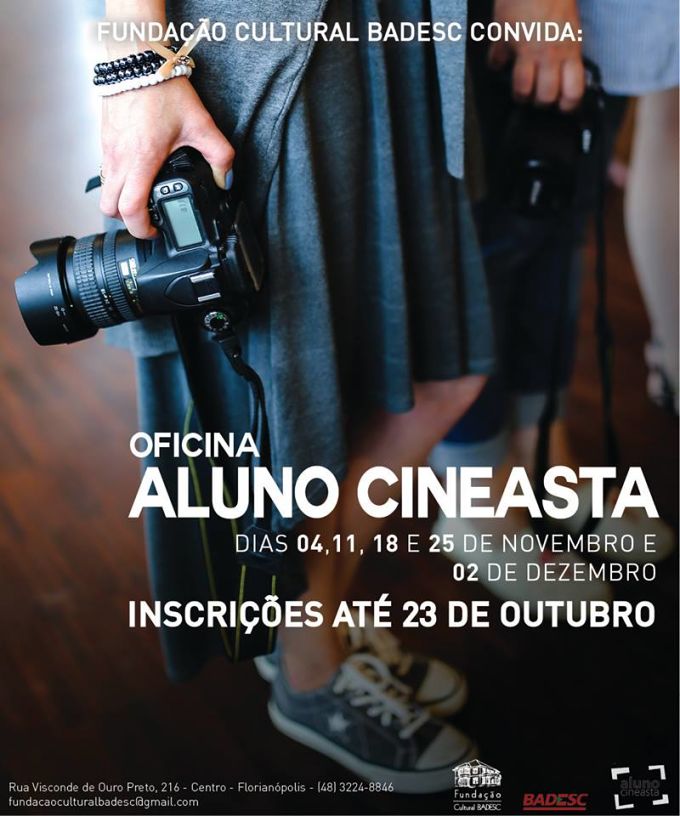 Inscrições para oficina gratuita de linguagem audiovisual do projeto Aluno Cineasta