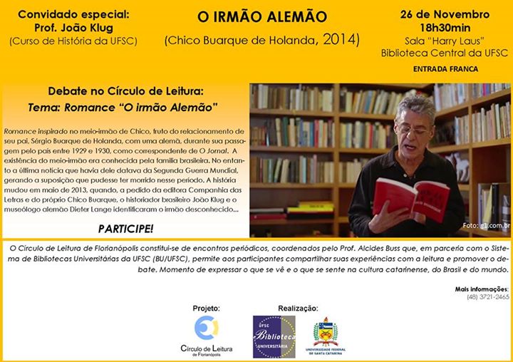Círculo de Leitura debate romance "O irmão Alemão" de Chico Buarque