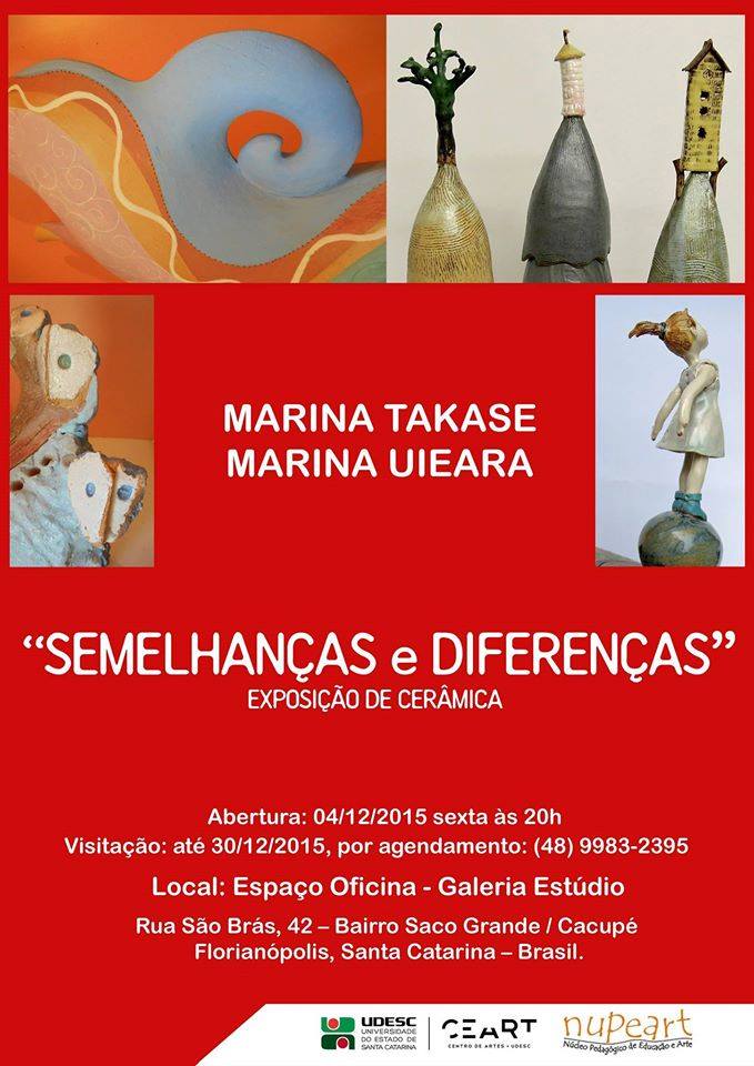 Exposição de cerâmica "Semelhanças e diferenças" de Marina Takase e Marina Uieara