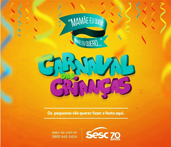 Carnaval Infantil do Sesc com bailinho infantil, desfile de fantasias e apresentação teatral
