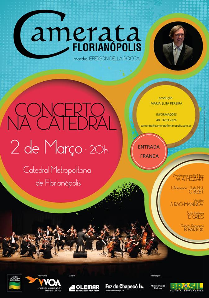 Concerto gratuito da Camerata Florianópolis na Catedral abre a temporada 2016