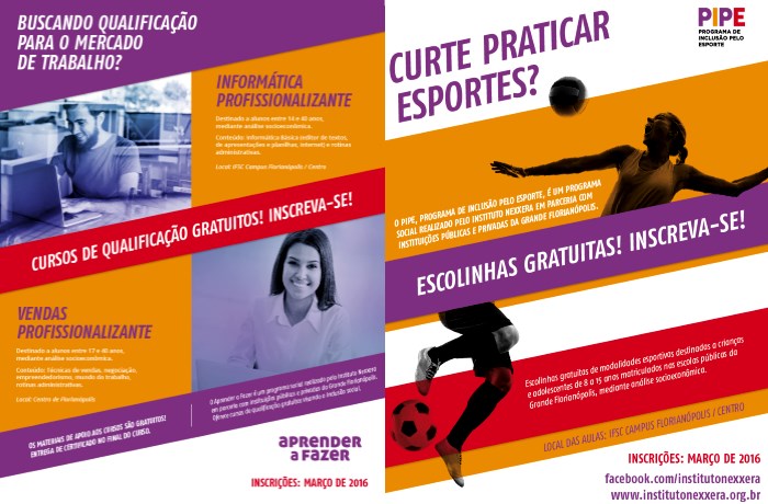 Inscrições para cursos gratuitos de qualificação e de esportes do Instituto Nexxera