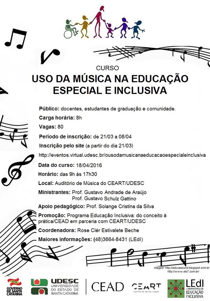 Curso gratuito "Uso da Musica na Educação Especial e Inclusiva"