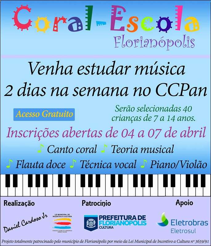 Coral-Escola Florianópolis oferece aulas gratuitas para crianças