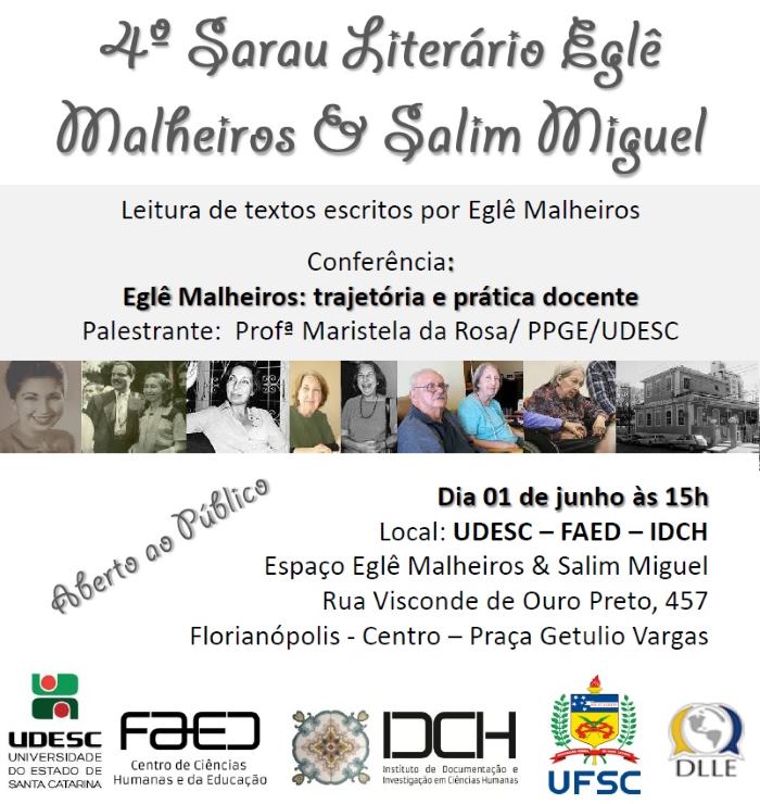 4ª edição do Sarau Literário Eglê Malheiros e Salim Miguel