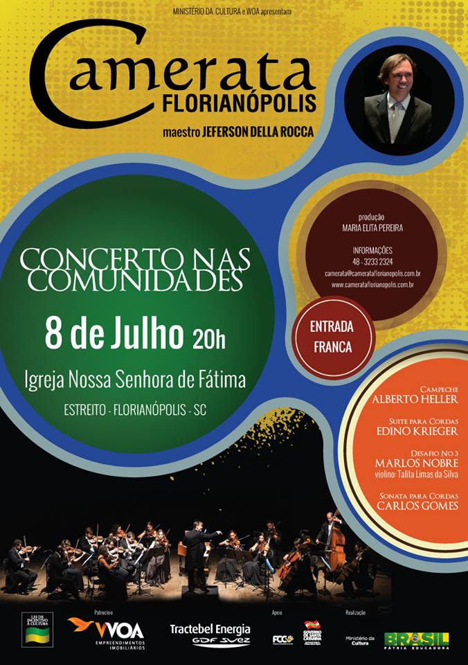 Camerata Florianópolis em concerto gratuito com obras de compositores eruditos brasileiros
