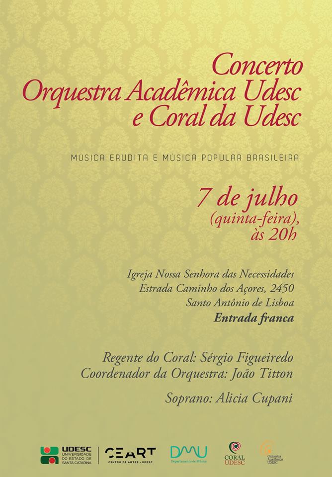 Concerto gratuito do Coral e Orquestra Acadêmica Udesc