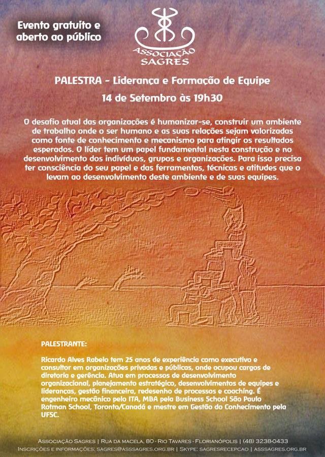 Palestra gratuita "Liderança e Formação de Equipe", com Ricardo Rabelo