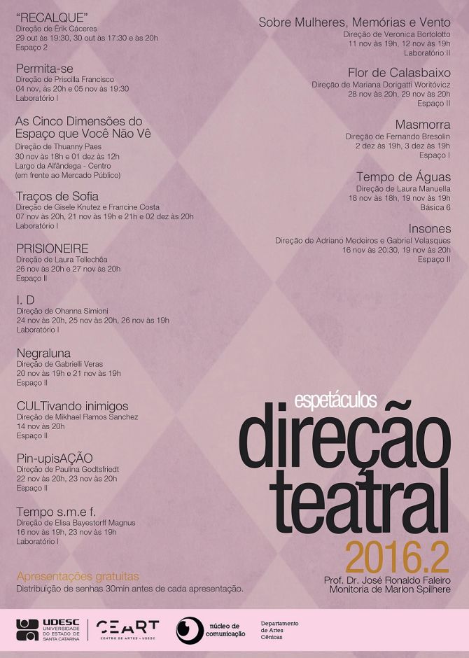 Mostra de Trabalhos de Direção Teatral apresenta 15 espetáculos gratuitos