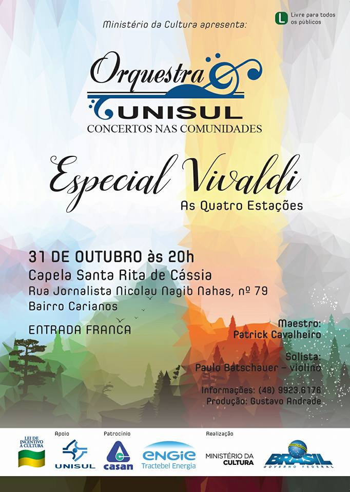 Concerto gratuito da Orquestra Unisul "Especial Vivaldi"