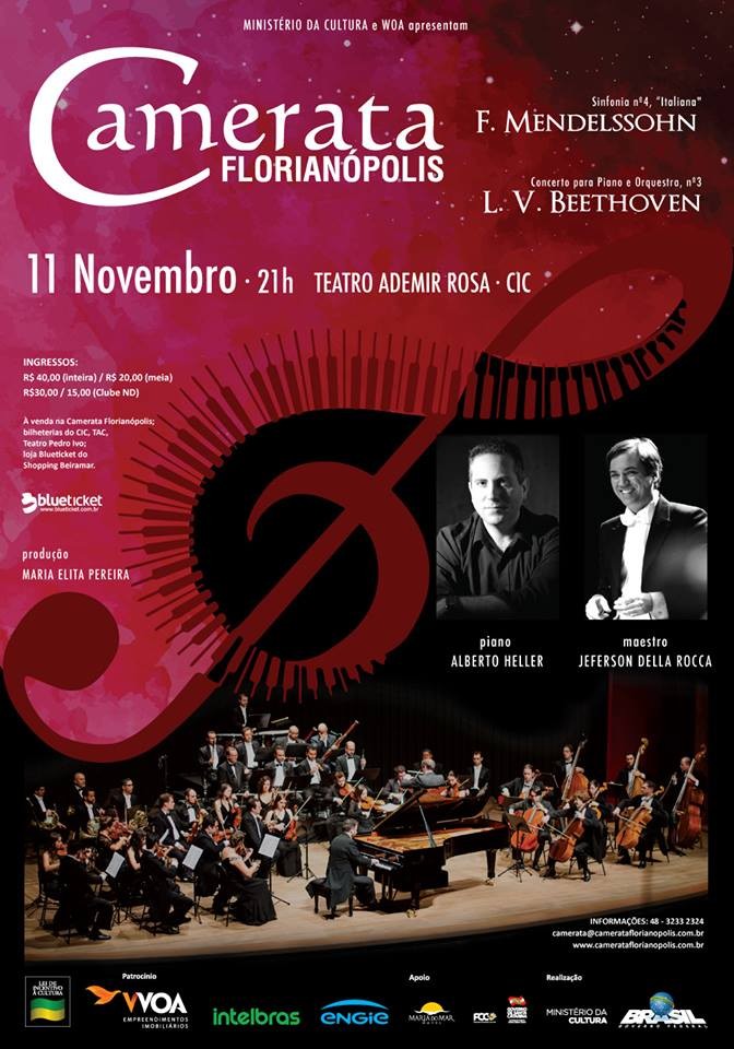 Camerata Florianópolis com solista Alberto Heller interpreta Beethoven e Mendelssohn