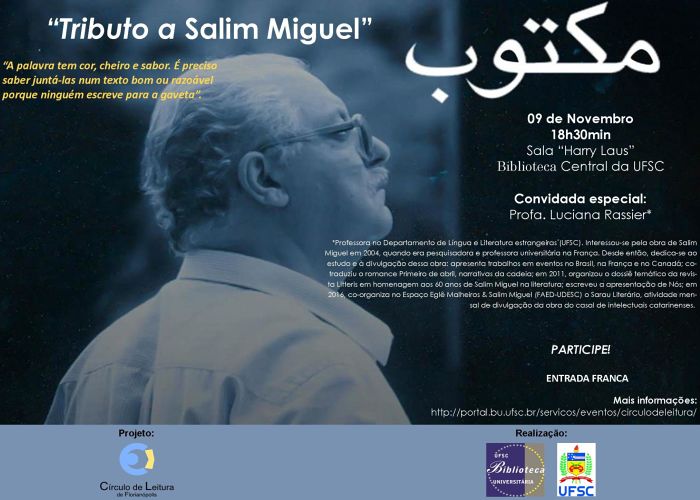 Encontro do "Círculo de Leitura de Florianópolis" promove "Tributo a Salim Miguel"
