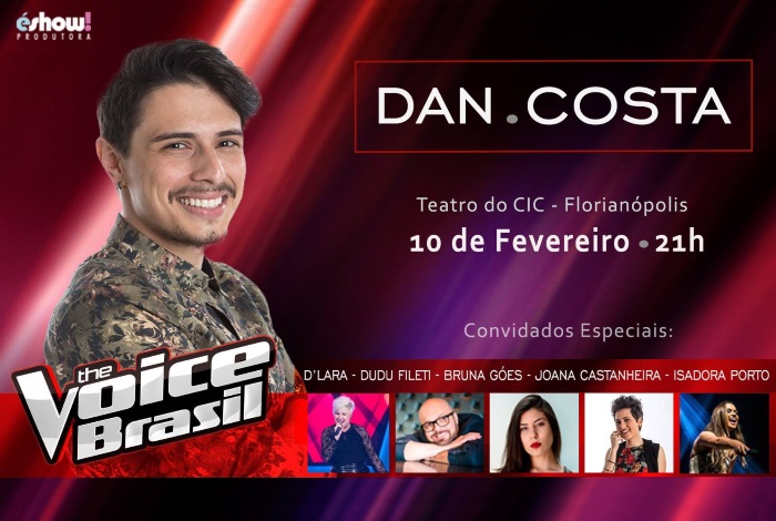 Show com Dan Costa, finalista do The Voice Brasil e convidados
