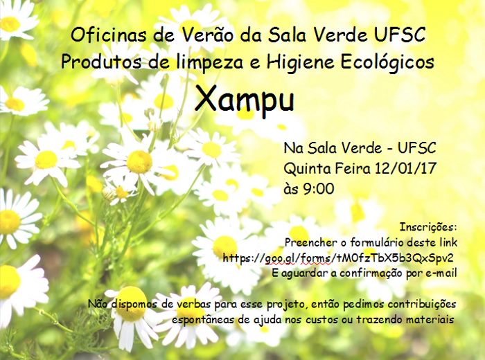 Oficina de verão gratuita de produção de xampu ecológico com produtos naturais