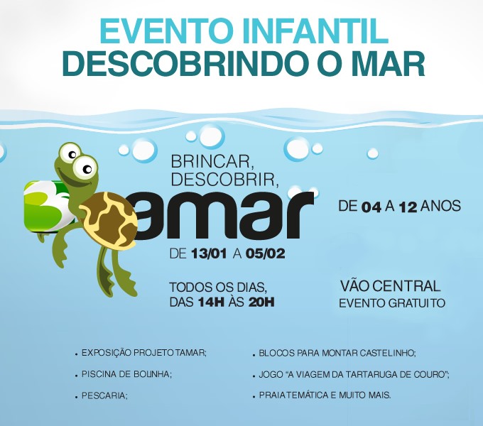 Projeto Tamar promove evento gratuito para crianças "Descobrindo o Mar"