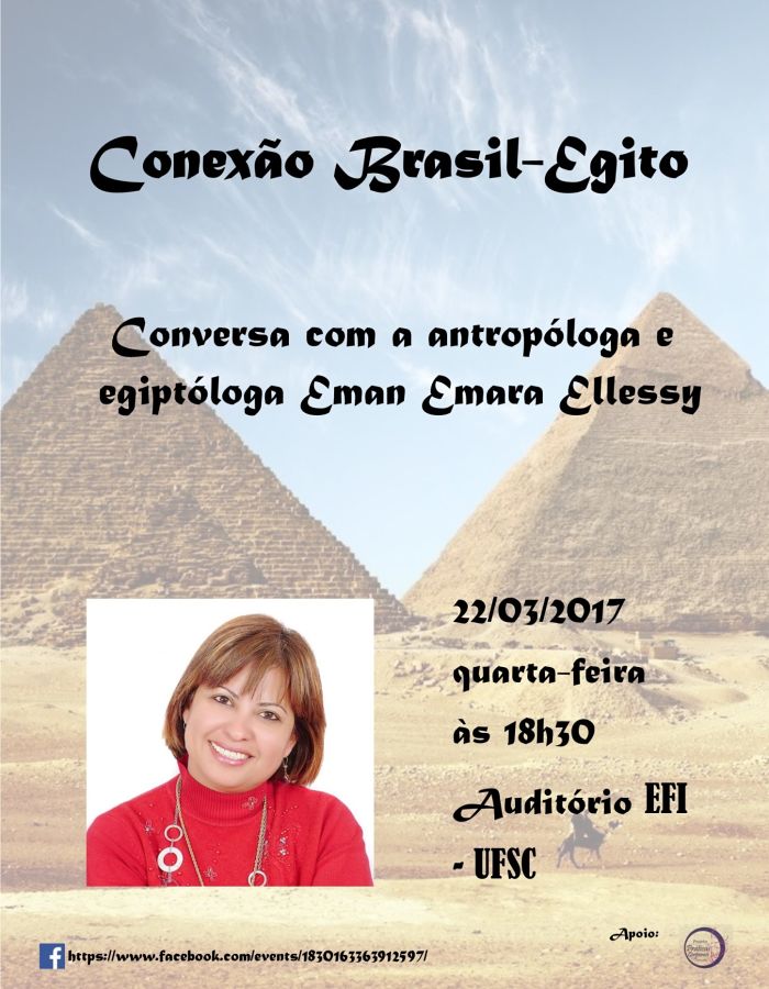 Palestra gratuita "Conexão Brasil-Egito: conversa com a antropóloga e egiptóloga Eman Emara Ellessy"