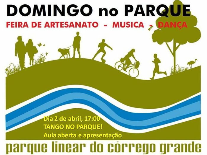 2º Domingo no Parque Linear do Córrego Grande com feira de artesanato, música, jogos, yoga e tango