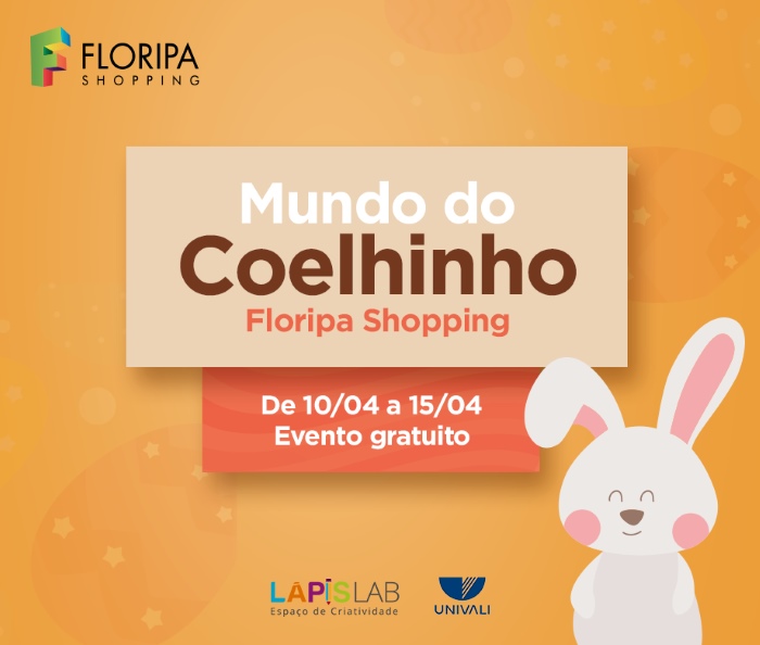 Mundo do Coelhinho Floripa Shopping com oficinas gratuitas para crianças