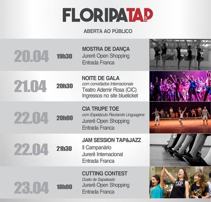 Festival de Sapateado Floripa TAP 2017 terá quatro dias de atrações internacionais e programação aberta ao público