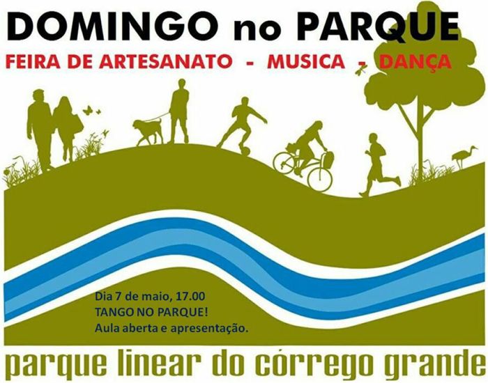 3º Domingo no Parque Linear do Córrego Grande com feira de artesanato, música e tango