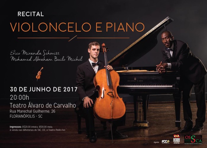 Recital de Violoncelo e Piano com Érico Miranda Schmitt e Mohamed Builo Michel