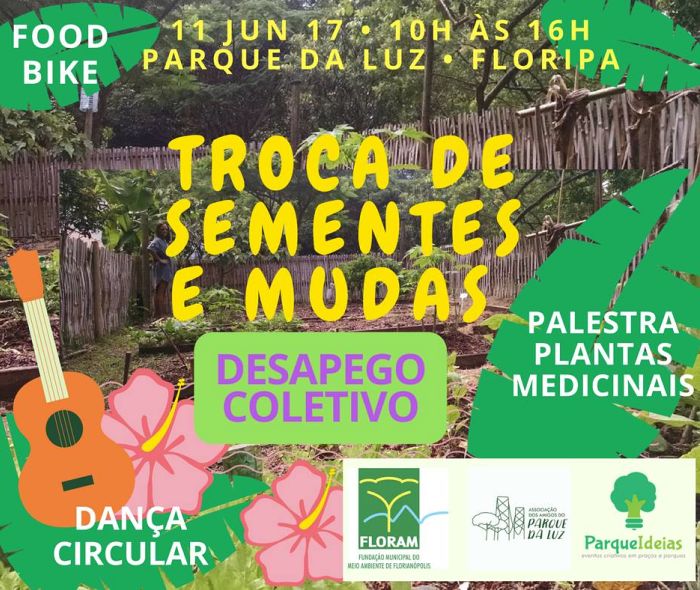 Parque da Luz terá troca de mudas e sementes, desapego coletivo, palestra de plantas medicinais, food bike e picnic