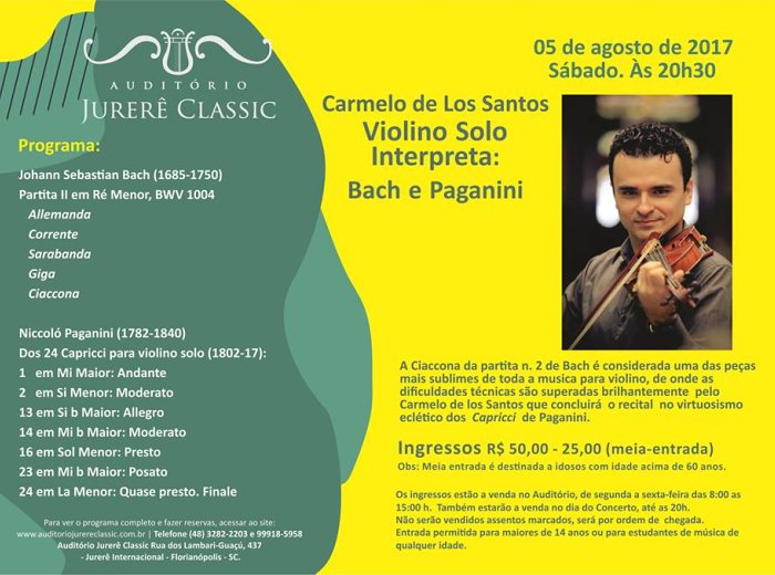 Recital de Violino Solo com Carmelo de los Santos
