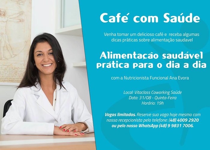 5ª Edição Café com Saúde: workshop gratuito com nutricionista sobre alimentação saudável