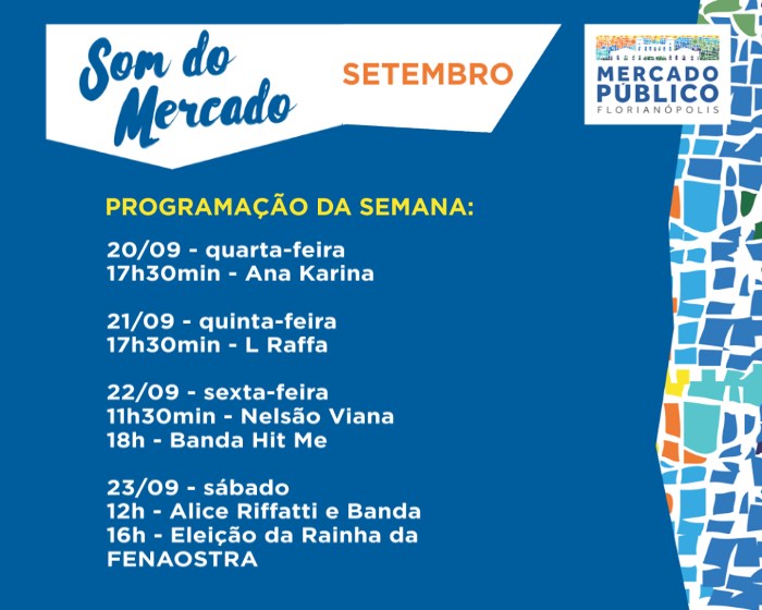 "Som do Mercado" - programação musical do Mercado Público de 20 a 23 de setembro