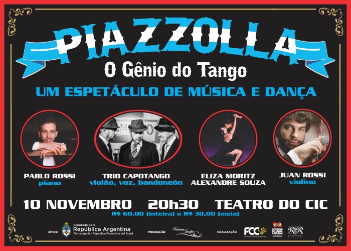 Espetáculo de música e dança "Piazzolla - o Gênio do Tango" com Pablo Rossi e convidados