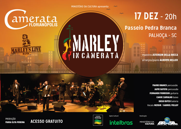 Camerata Florianópolis apresenta Marley in Camerata gratuito ao ar livre